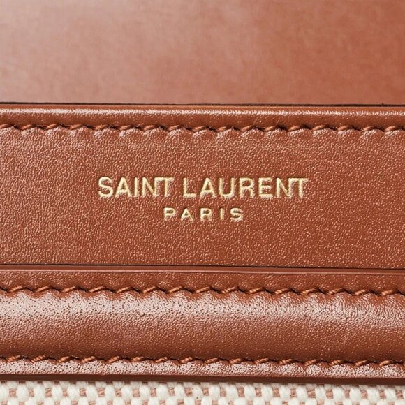 Yves Saint Laurent Natural/Brown Canvas Leather Small Solferino Satchel Bag - Picture 4 of 10